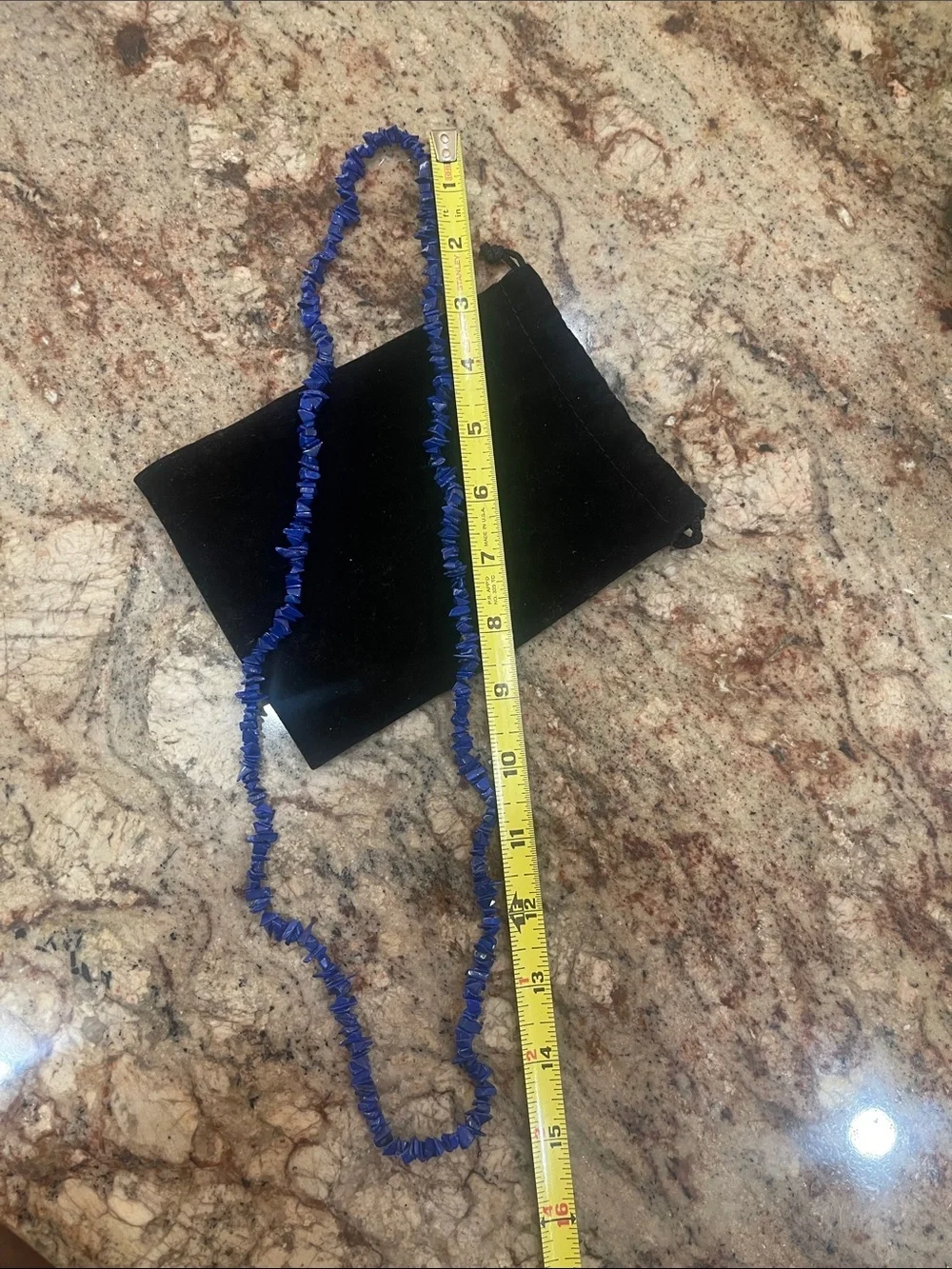 lapis beaded necklace 15”
